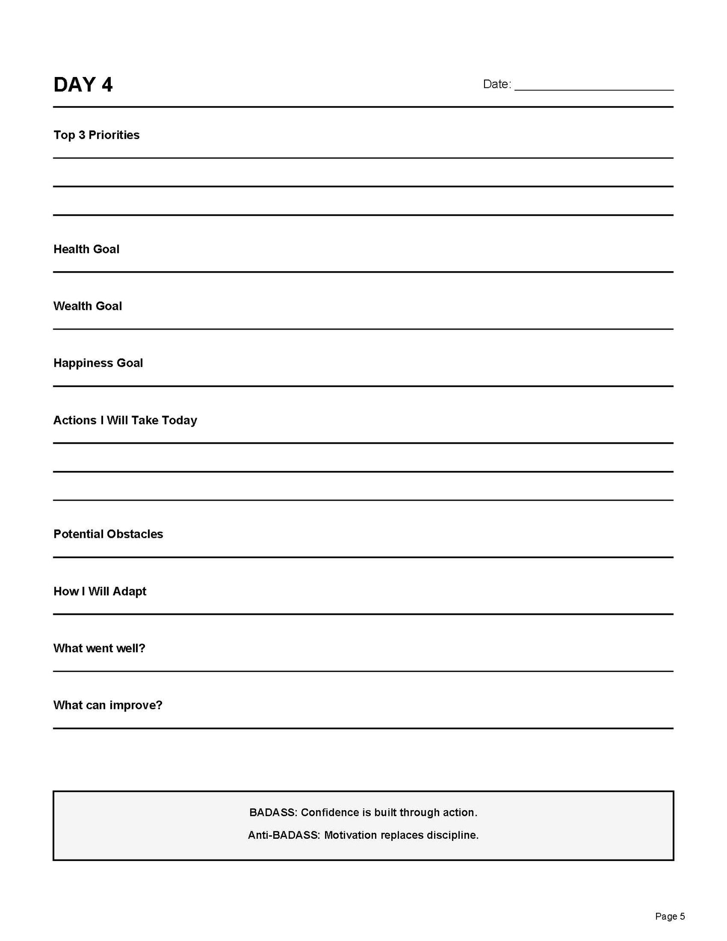 B.A.D. A.S.S 90 day Digital Planner