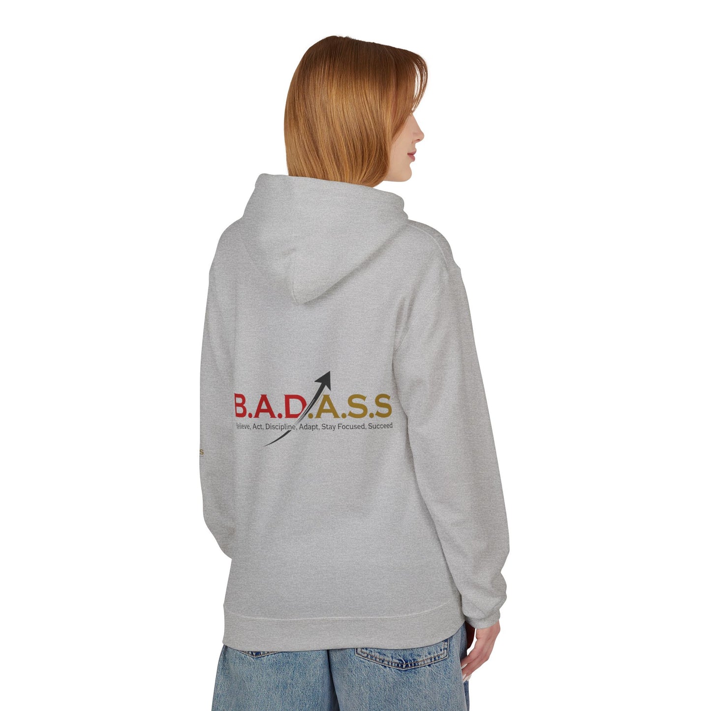 B.A.D.A.S.S. Hoodie - Motivational Arrow Graphic Pullover (Believe Act Discipline Adapt Stay Focused Succeed)