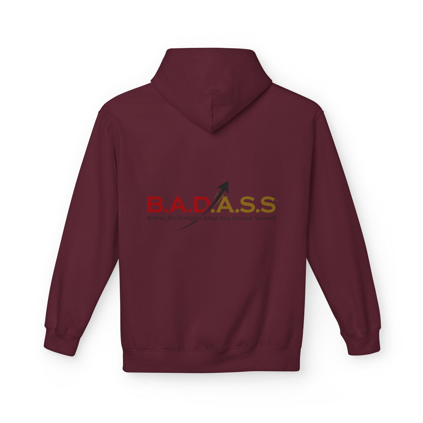 B.A.D.A.S.S. Hoodie - Motivational Arrow Graphic Pullover (Believe Act Discipline Adapt Stay Focused Succeed)