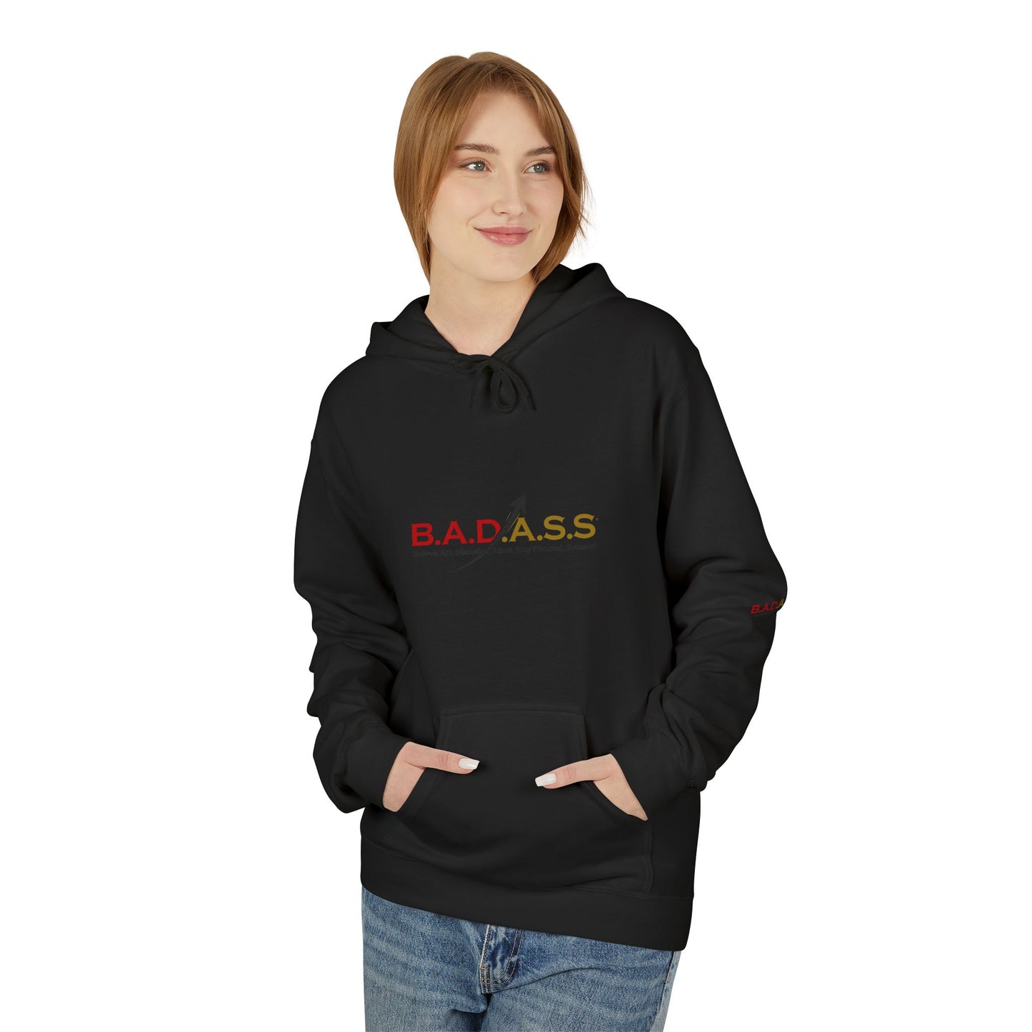 B.A.D.A.S.S. Hoodie - Motivational Arrow Graphic Pullover (Believe Act Discipline Adapt Stay Focused Succeed)