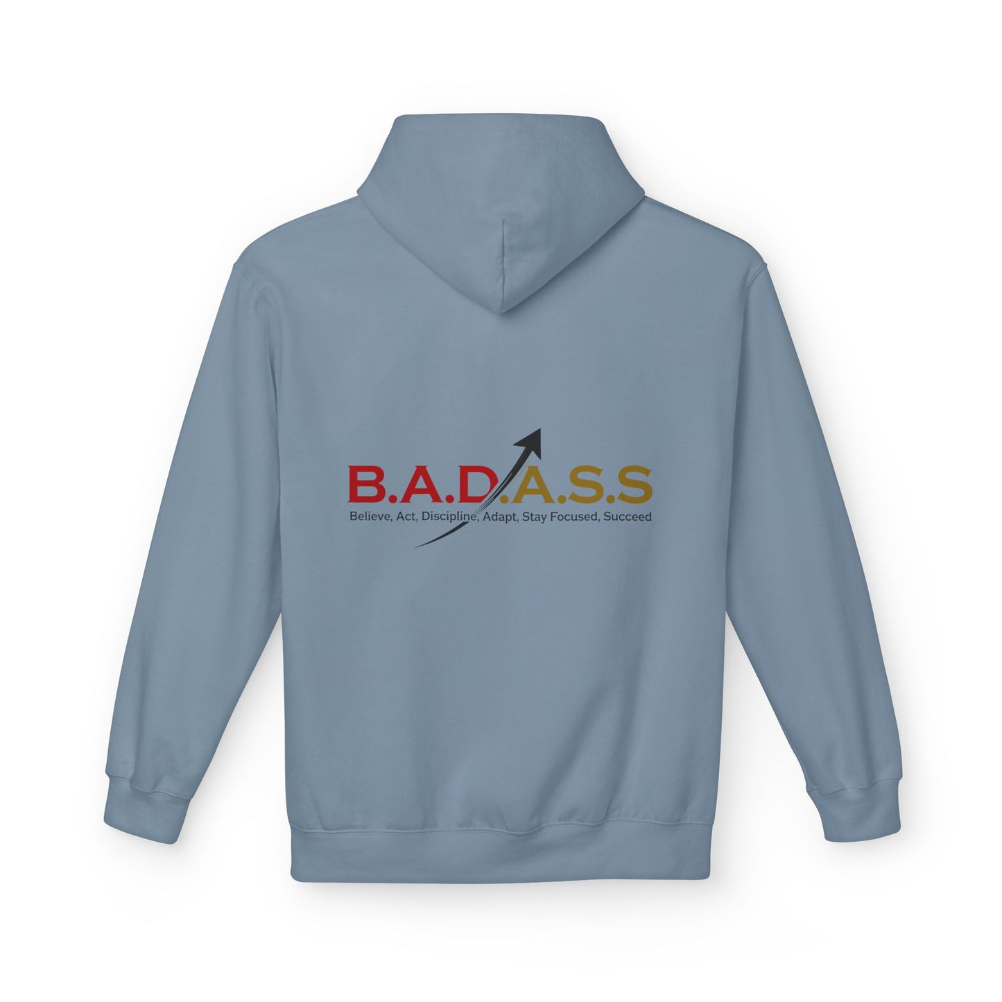 B.A.D.A.S.S. Hoodie - Motivational Arrow Graphic Pullover (Believe Act Discipline Adapt Stay Focused Succeed)