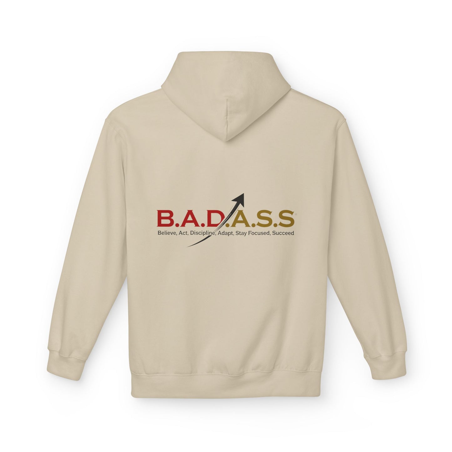 B.A.D.A.S.S. Hoodie - Motivational Arrow Graphic Pullover (Believe Act Discipline Adapt Stay Focused Succeed)