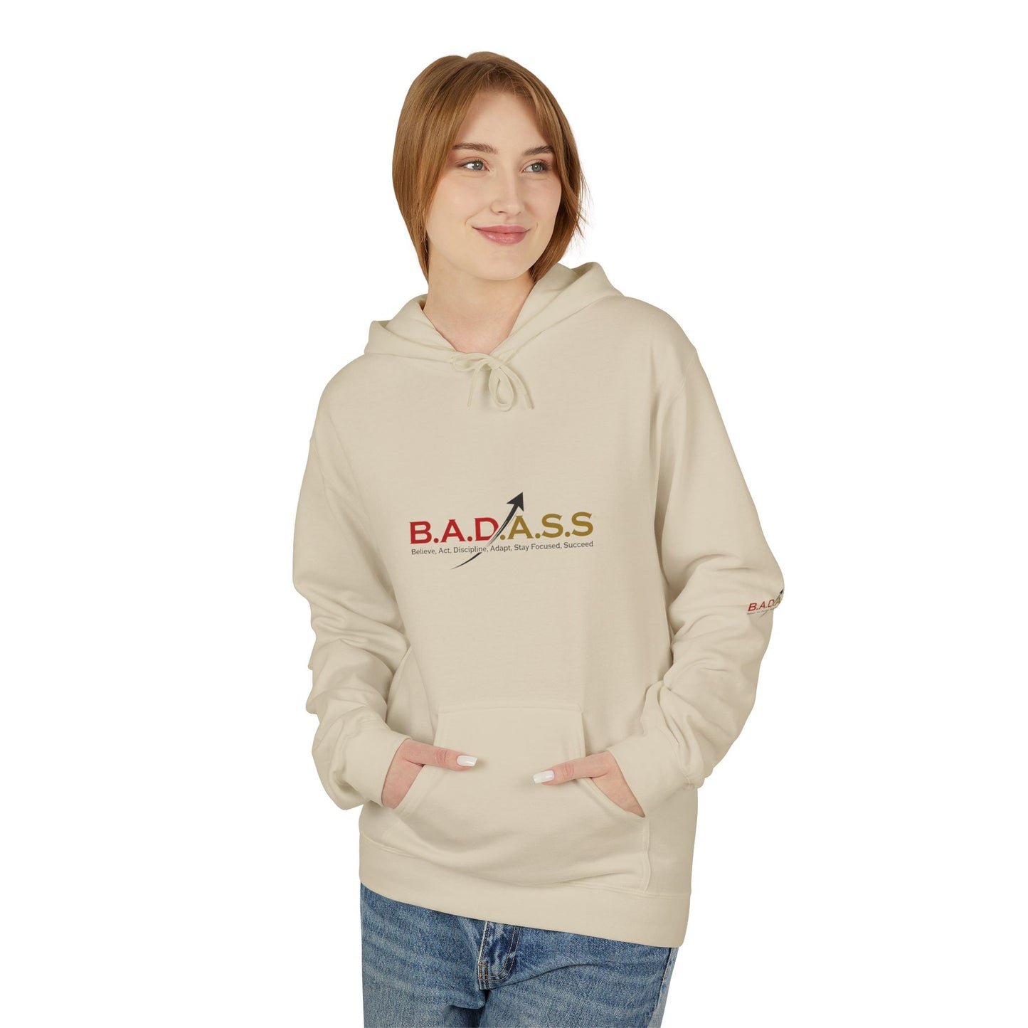B.A.D.A.S.S. Hoodie - Motivational Arrow Graphic Pullover (Believe Act Discipline Adapt Stay Focused Succeed)