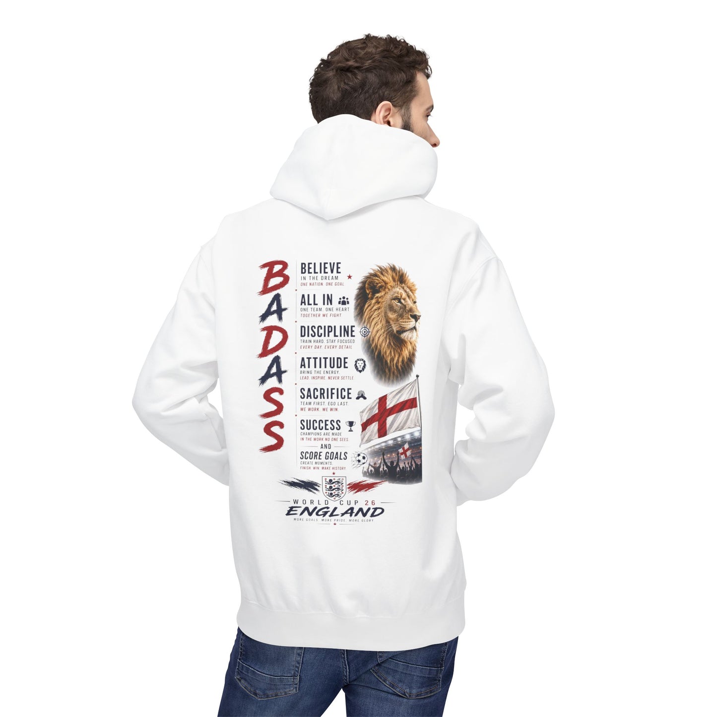 Hoodie — "Badass" England Football Supporter Graphic Hoodie