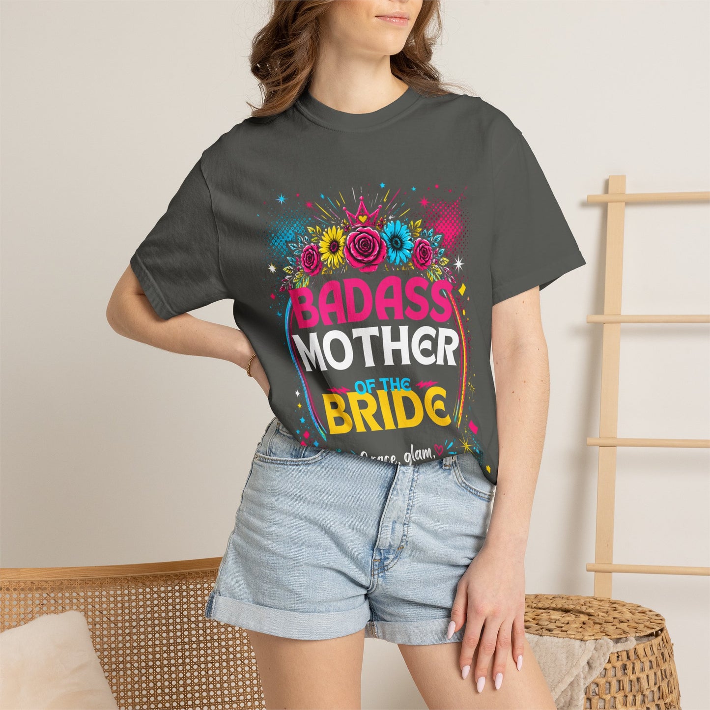 Badass Mother of the Bride T-Shirt — Floral Bridal Party Tee for Moms