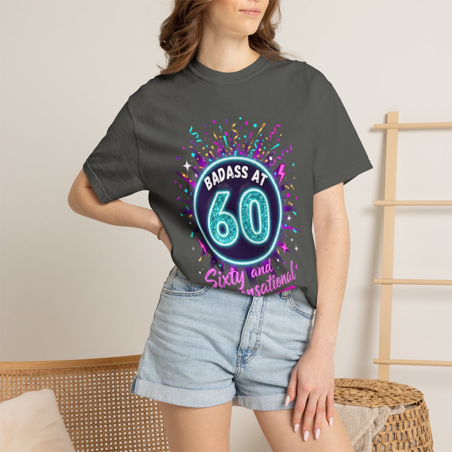 Badass at 60 Graphic T-Shirt — Sixty & Sensational Birthday Tee