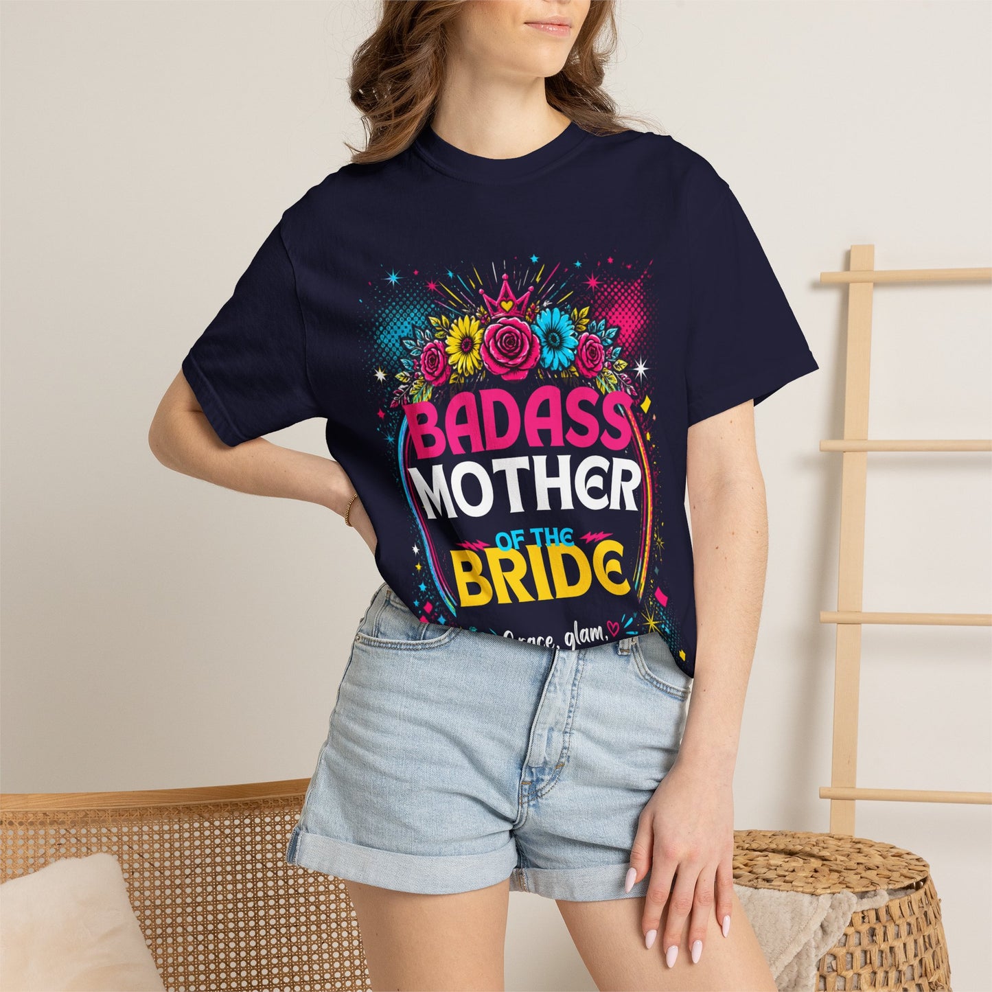 Badass Mother of the Bride T-Shirt — Floral Bridal Party Tee for Moms