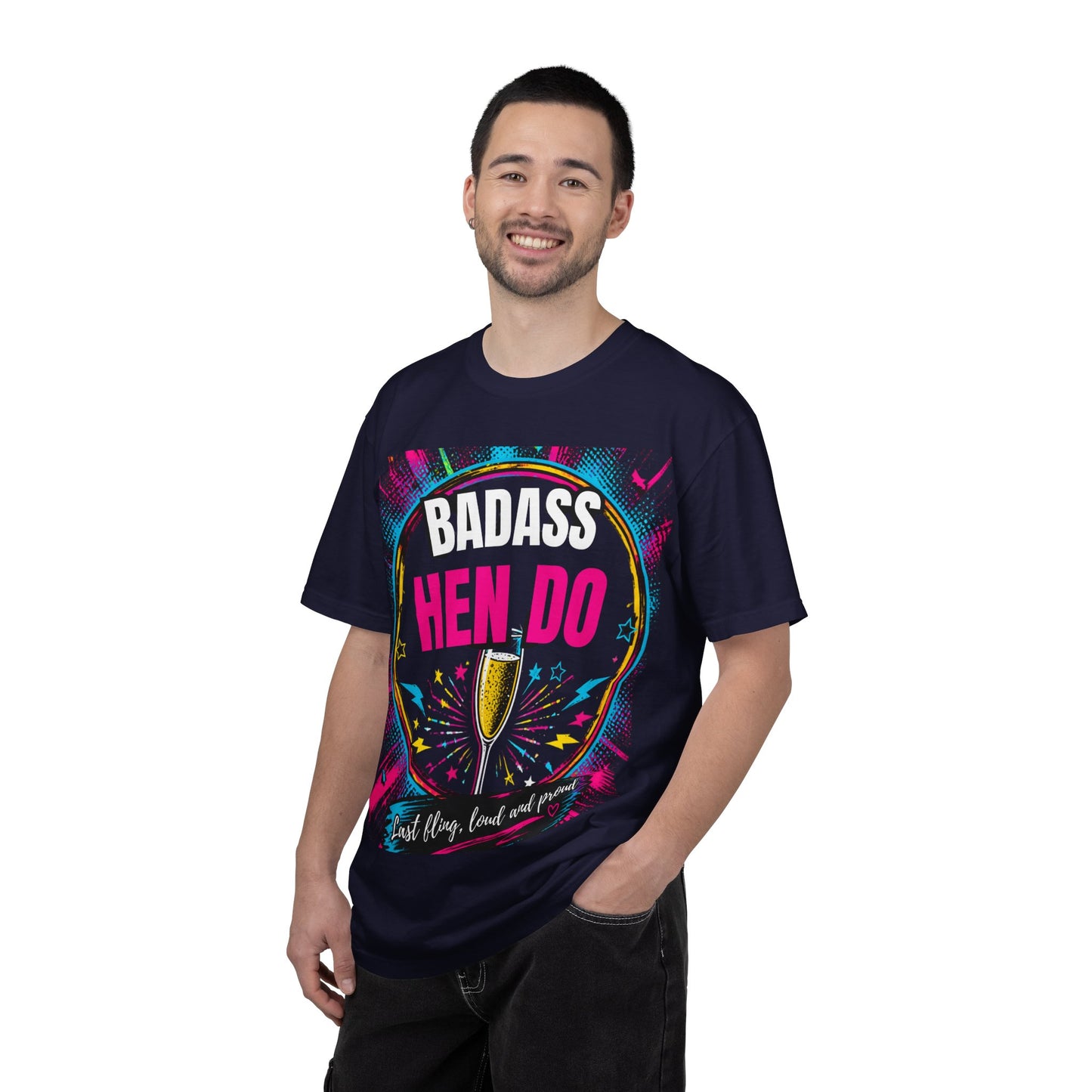 Badass Hen Do T-Shirt — Bachelorette Party Tee with Champagne Graphic