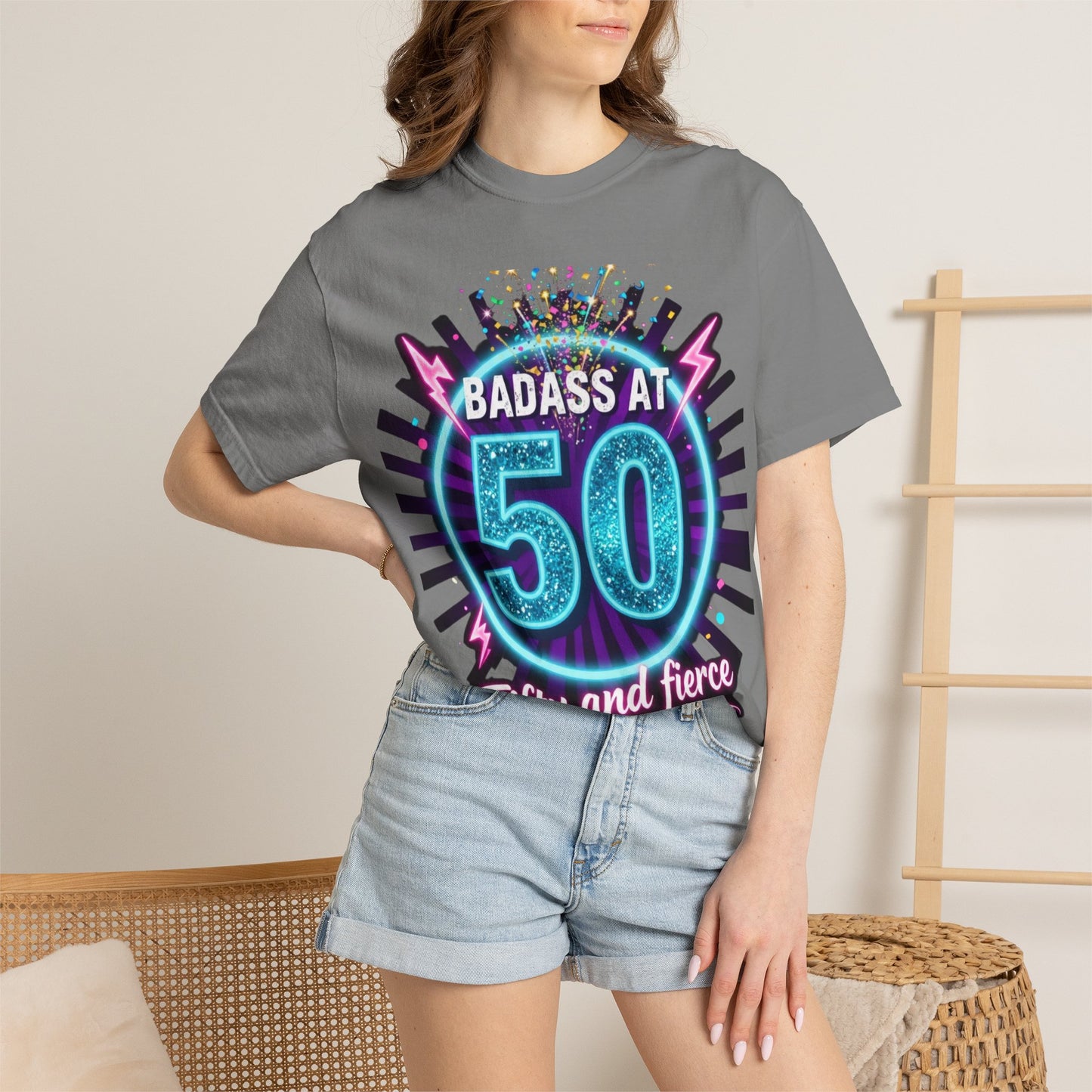 Badass at 50 T-Shirt — Fifty and Fierce Birthday Tee