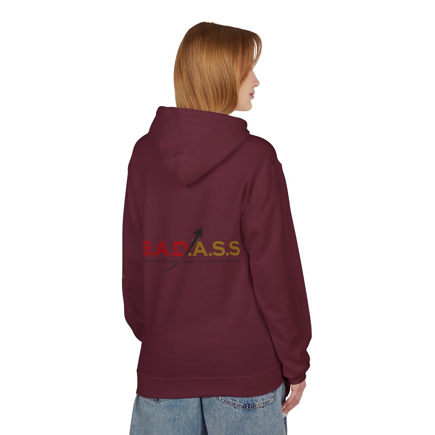 B.A.D.A.S.S. Hoodie - Motivational Arrow Graphic Pullover (Believe Act Discipline Adapt Stay Focused Succeed)