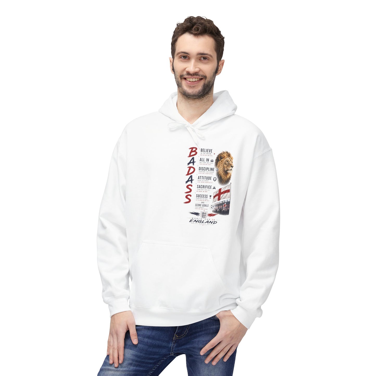 Hoodie — "Badass" England Football Supporter Graphic Hoodie