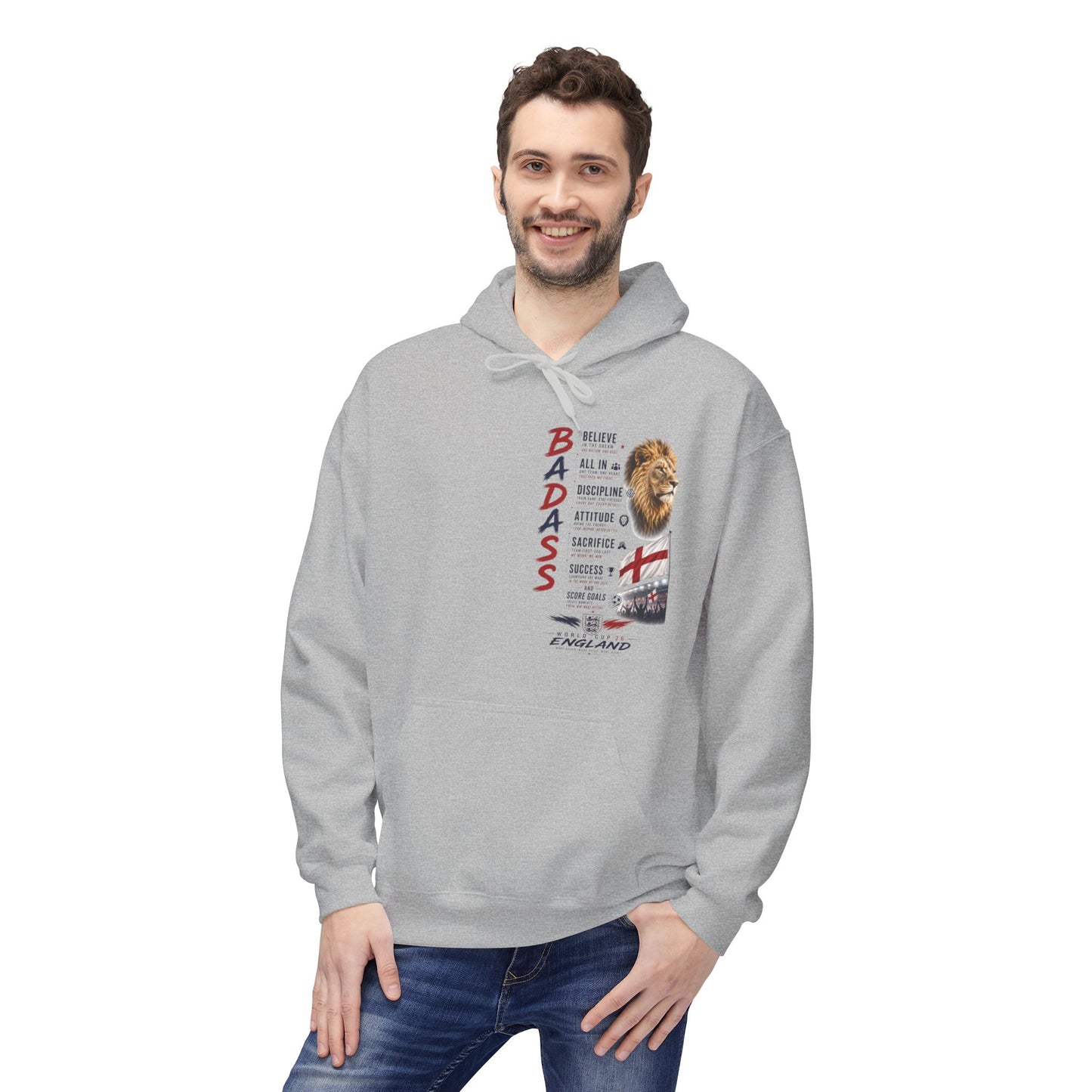 Hoodie — "Badass" England Football Supporter Graphic Hoodie