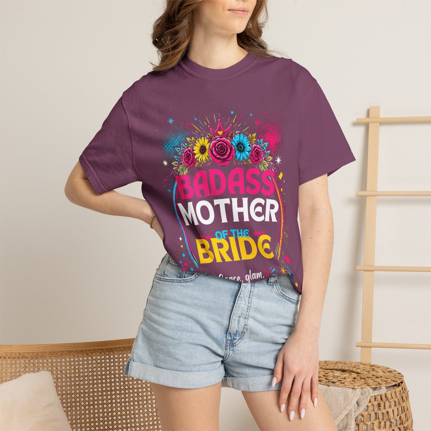 Badass Mother of the Bride T-Shirt — Floral Bridal Party Tee for Moms
