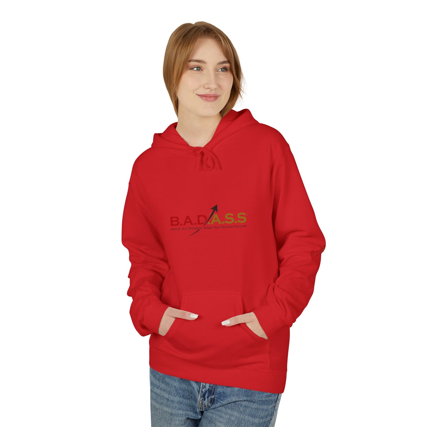B.A.D.A.S.S. Hoodie - Motivational Arrow Graphic Pullover (Believe Act Discipline Adapt Stay Focused Succeed)