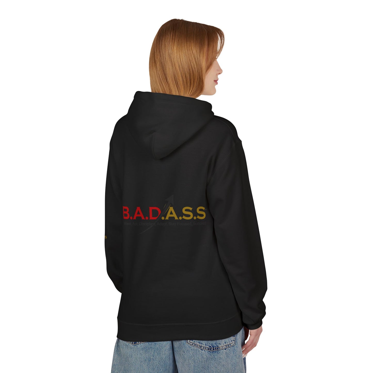 B.A.D.A.S.S. Hoodie - Motivational Arrow Graphic Pullover (Believe Act Discipline Adapt Stay Focused Succeed)