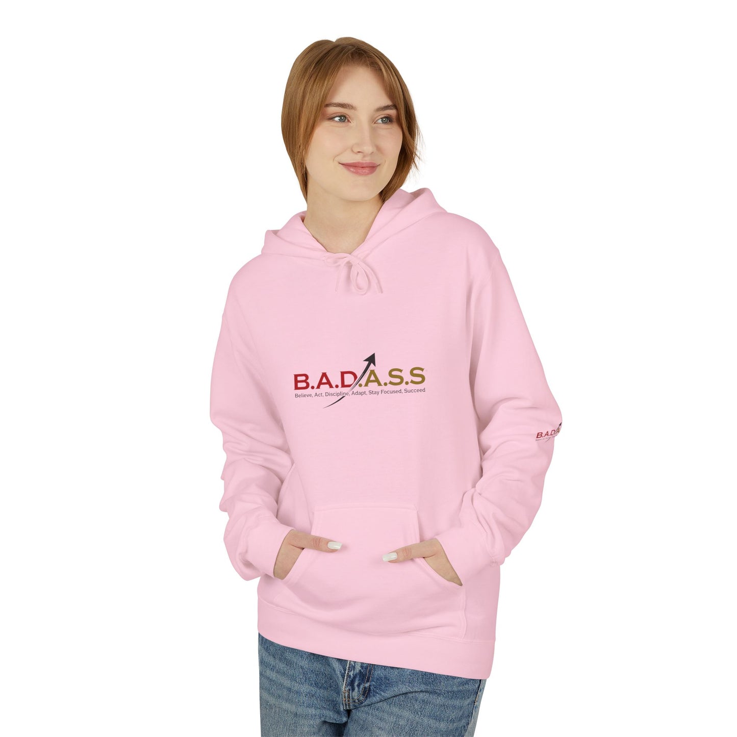B.A.D.A.S.S. Hoodie - Motivational Arrow Graphic Pullover (Believe Act Discipline Adapt Stay Focused Succeed)