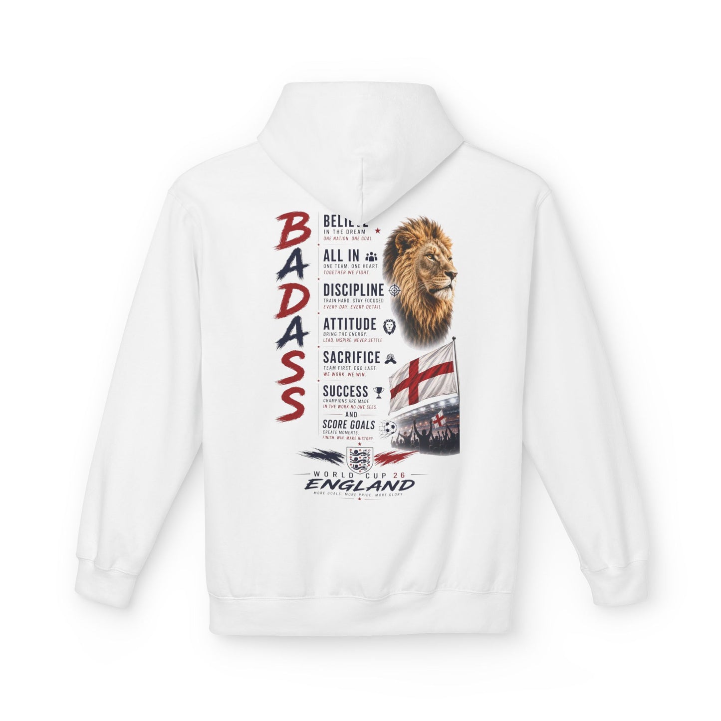 Hoodie — "Badass" England Football Supporter Graphic Hoodie