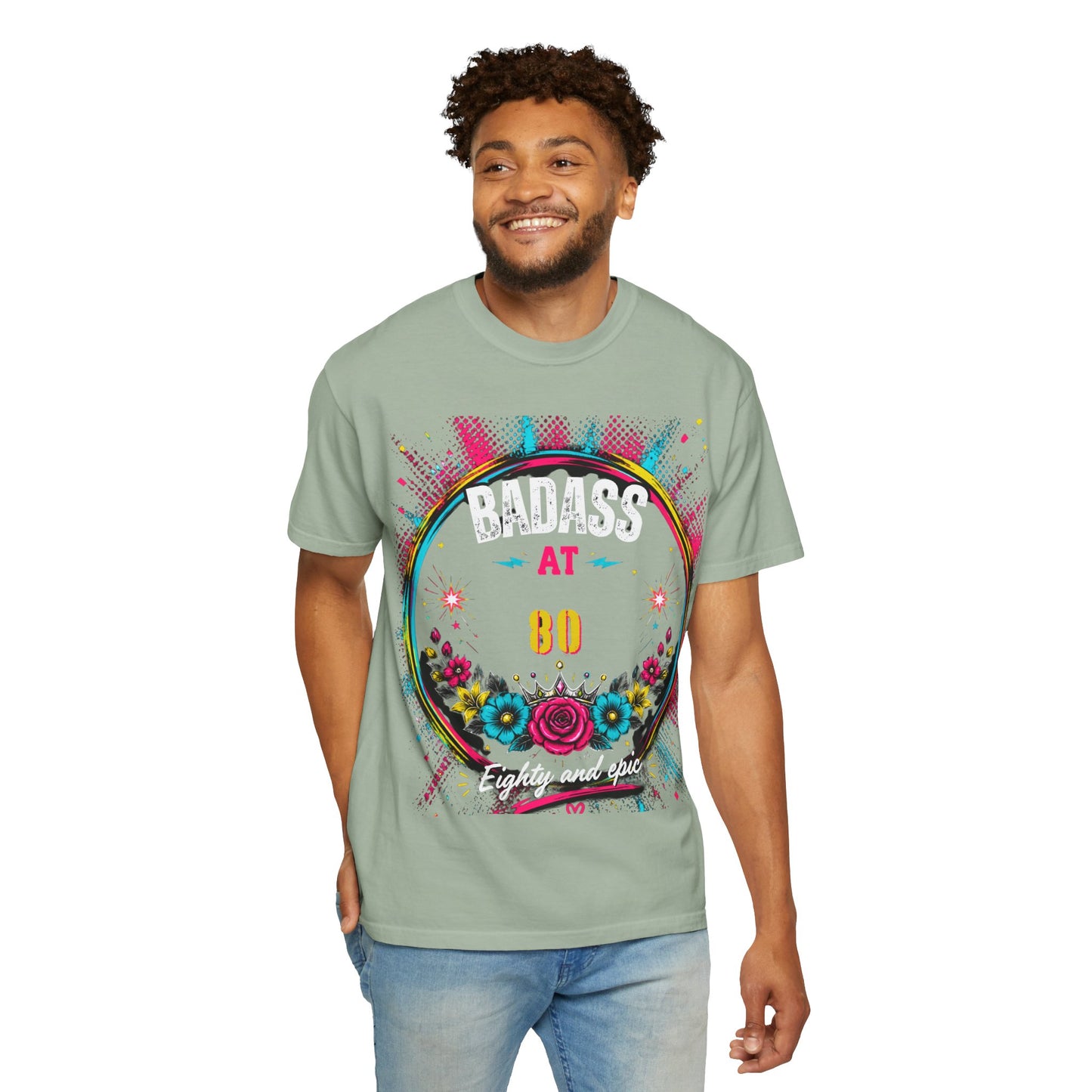 80th Birthday Floral T-Shirt — Turning 80 Celebration Tee
