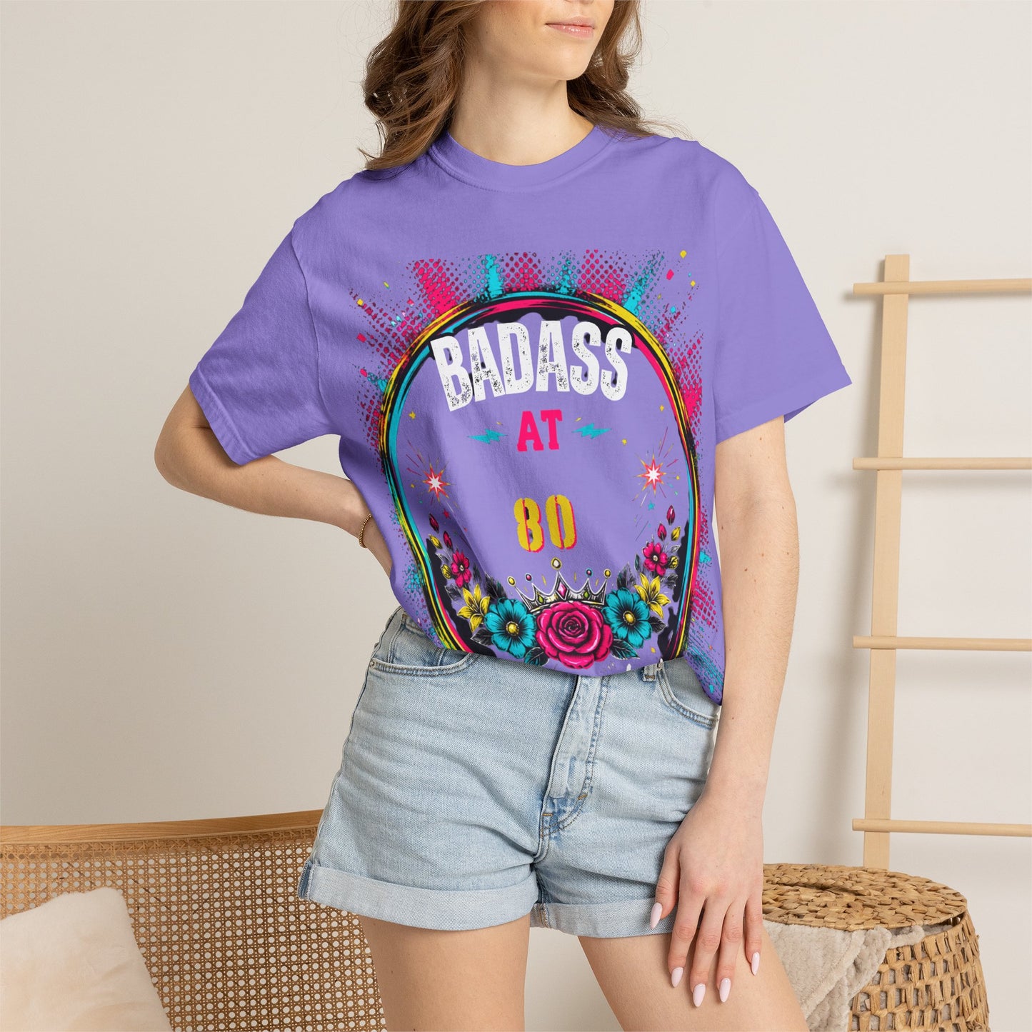 80th Birthday Floral T-Shirt — Turning 80 Celebration Tee