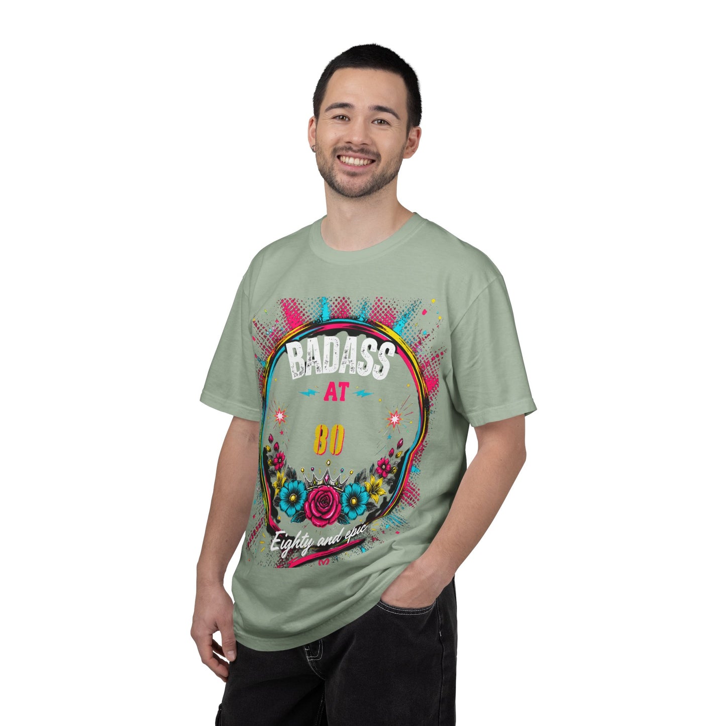 80th Birthday Floral T-Shirt — Turning 80 Celebration Tee