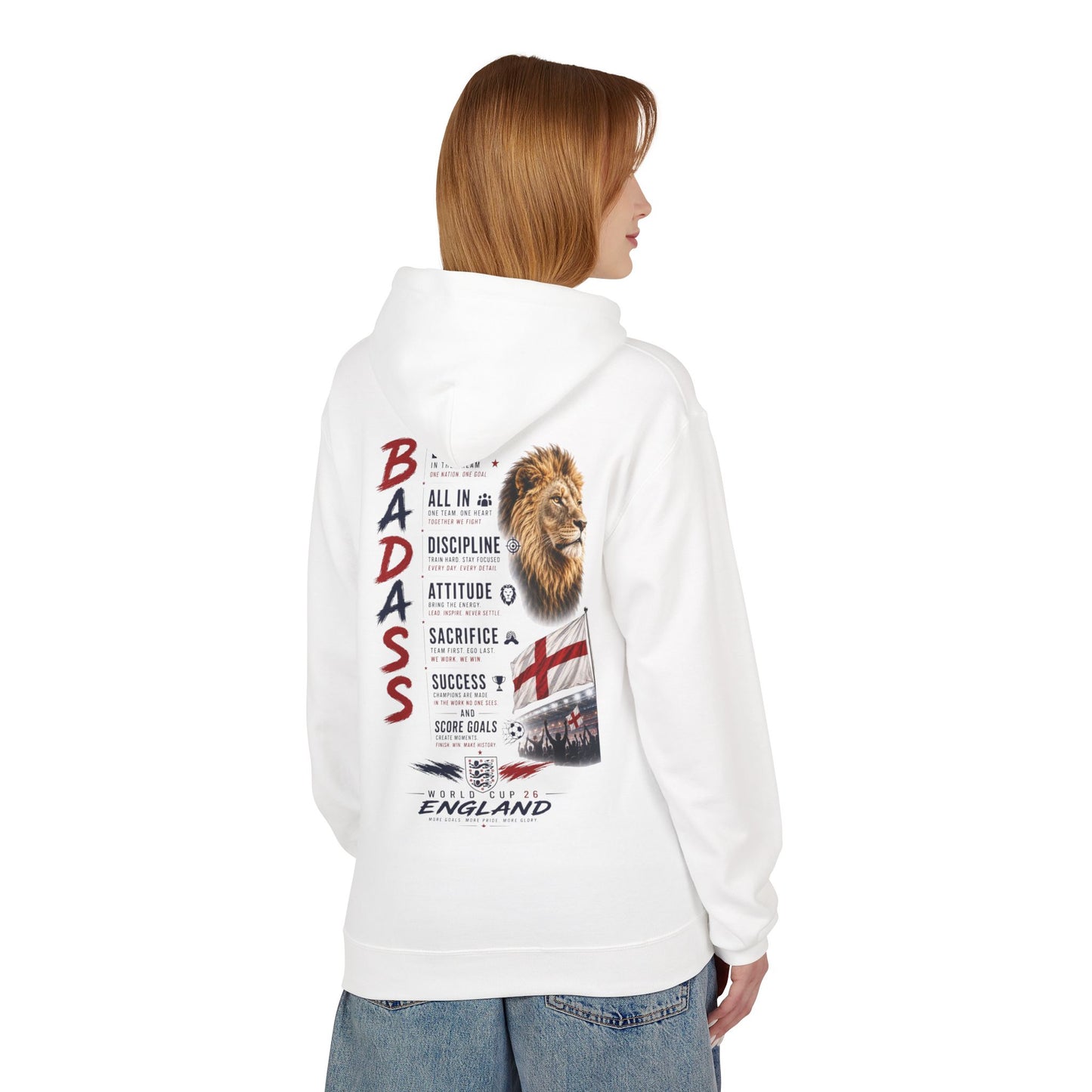 Hoodie — "Badass" England Football Supporter Graphic Hoodie