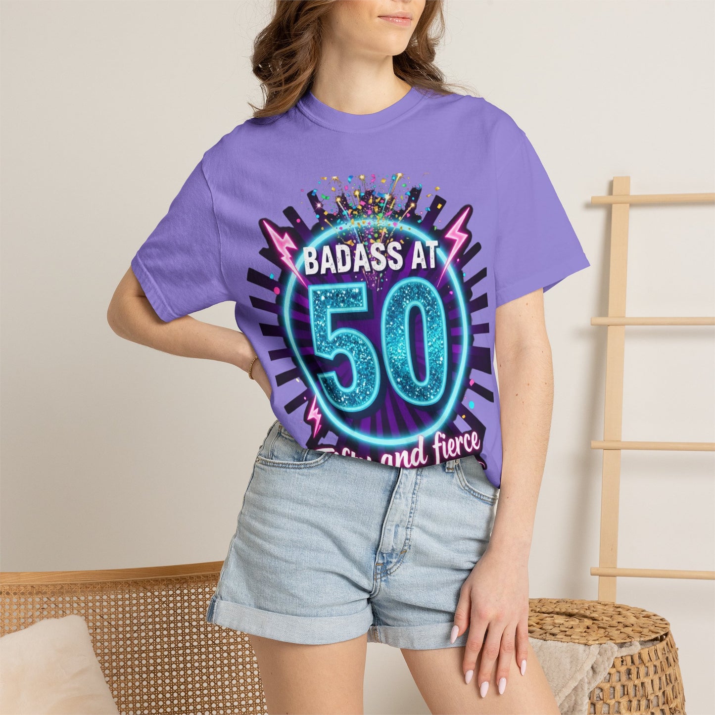 Badass at 50 T-Shirt — Fifty and Fierce Birthday Tee