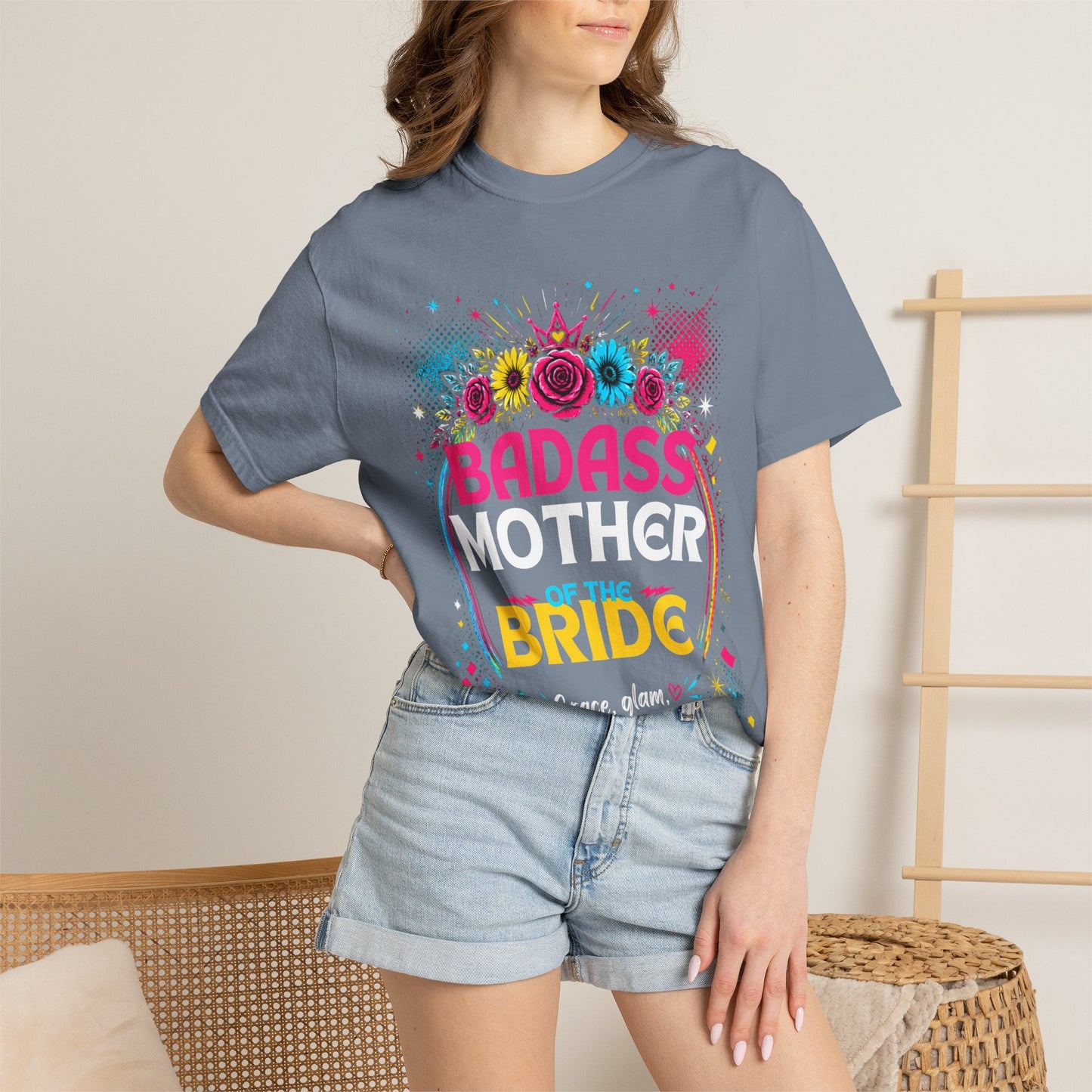 Badass Mother of the Bride T-Shirt — Floral Bridal Party Tee for Moms