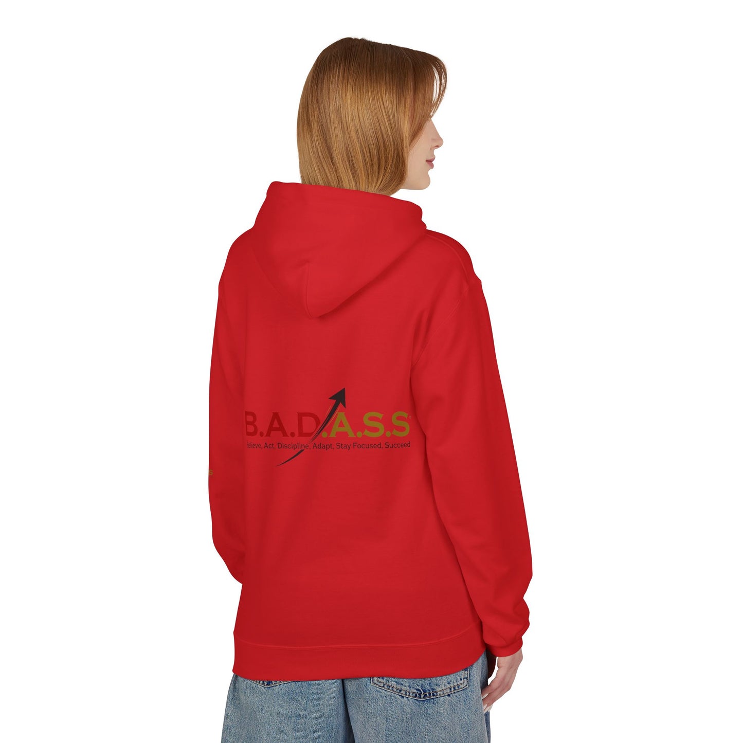 B.A.D.A.S.S. Hoodie - Motivational Arrow Graphic Pullover (Believe Act Discipline Adapt Stay Focused Succeed)