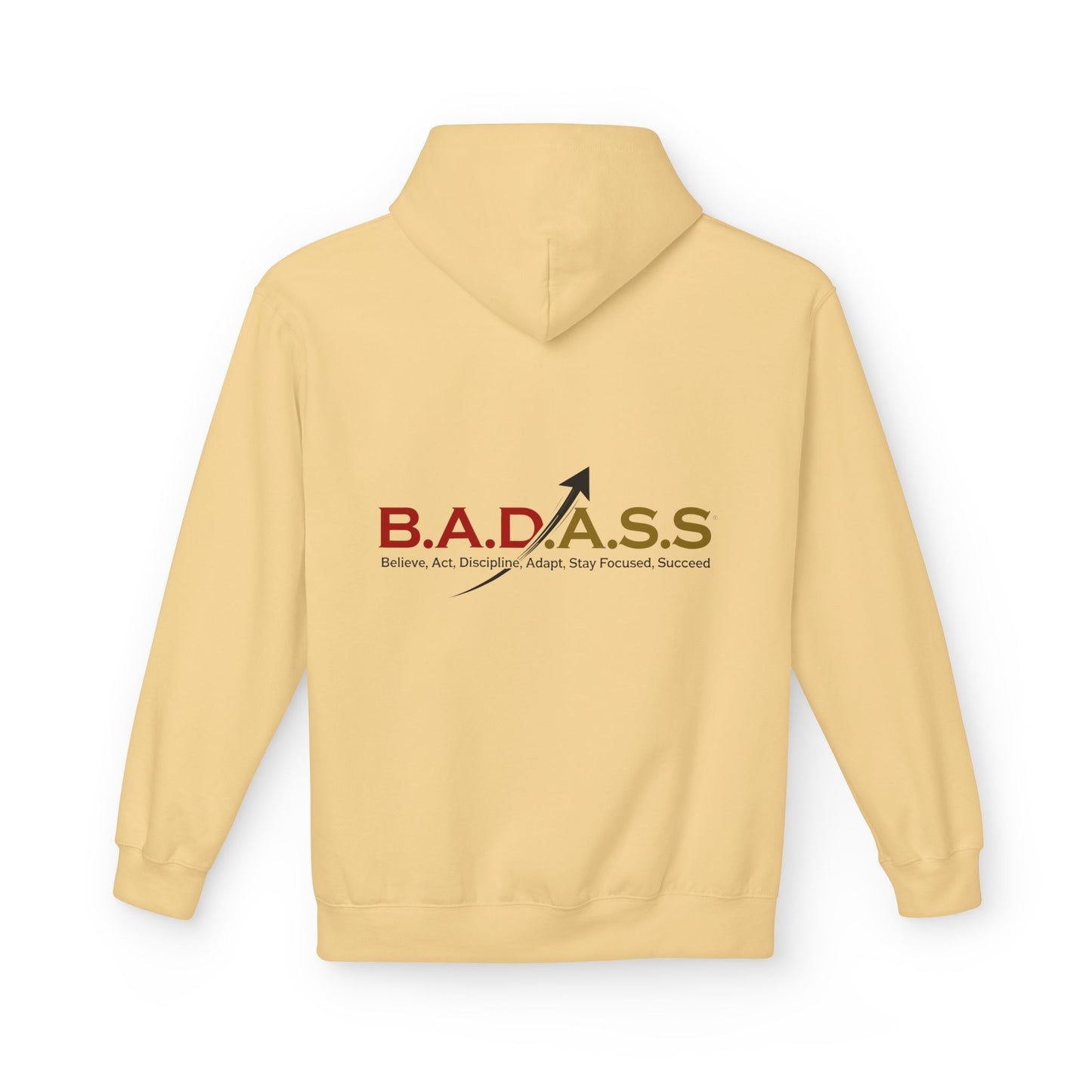 B.A.D.A.S.S. Hoodie - Motivational Arrow Graphic Pullover (Believe Act Discipline Adapt Stay Focused Succeed)