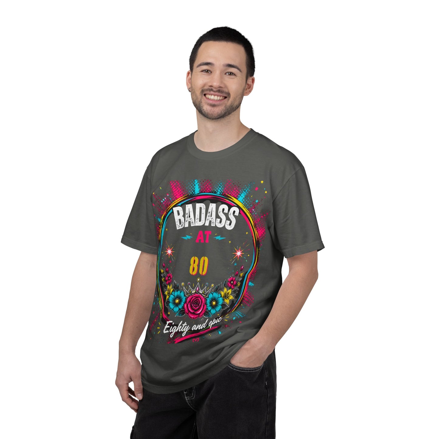 80th Birthday Floral T-Shirt — Turning 80 Celebration Tee