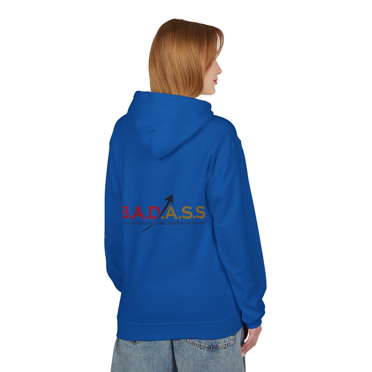 B.A.D.A.S.S. Hoodie - Motivational Arrow Graphic Pullover (Believe Act Discipline Adapt Stay Focused Succeed)