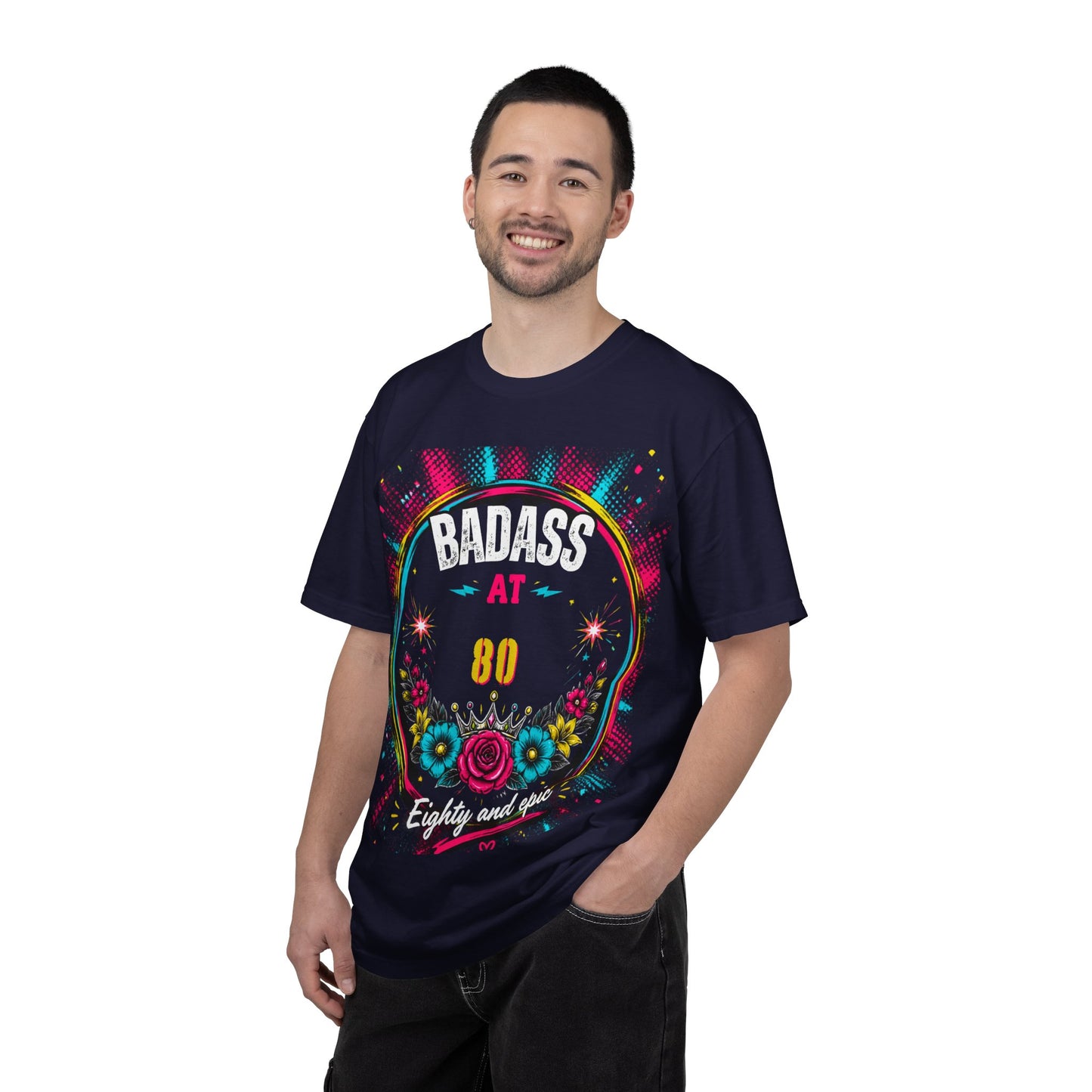 80th Birthday Floral T-Shirt — Turning 80 Celebration Tee