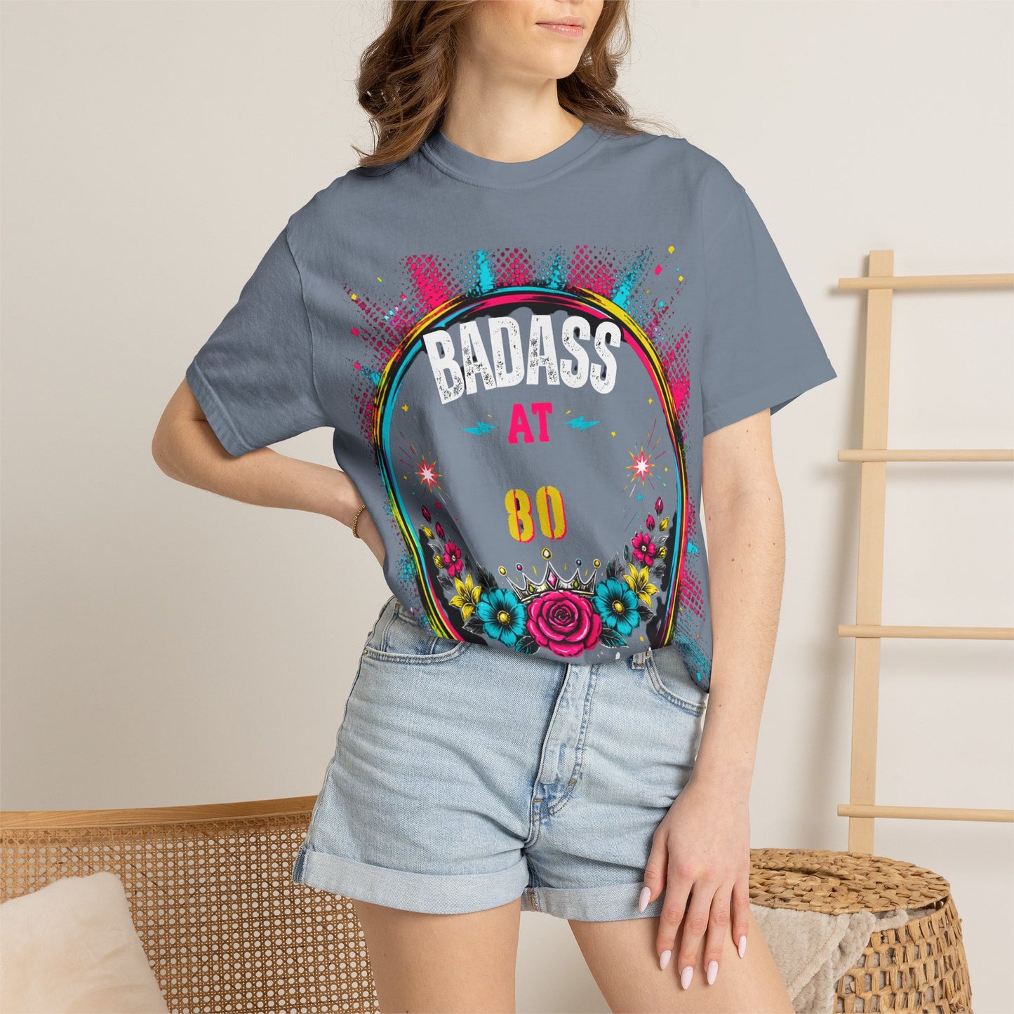 80th Birthday Floral T-Shirt — Turning 80 Celebration Tee