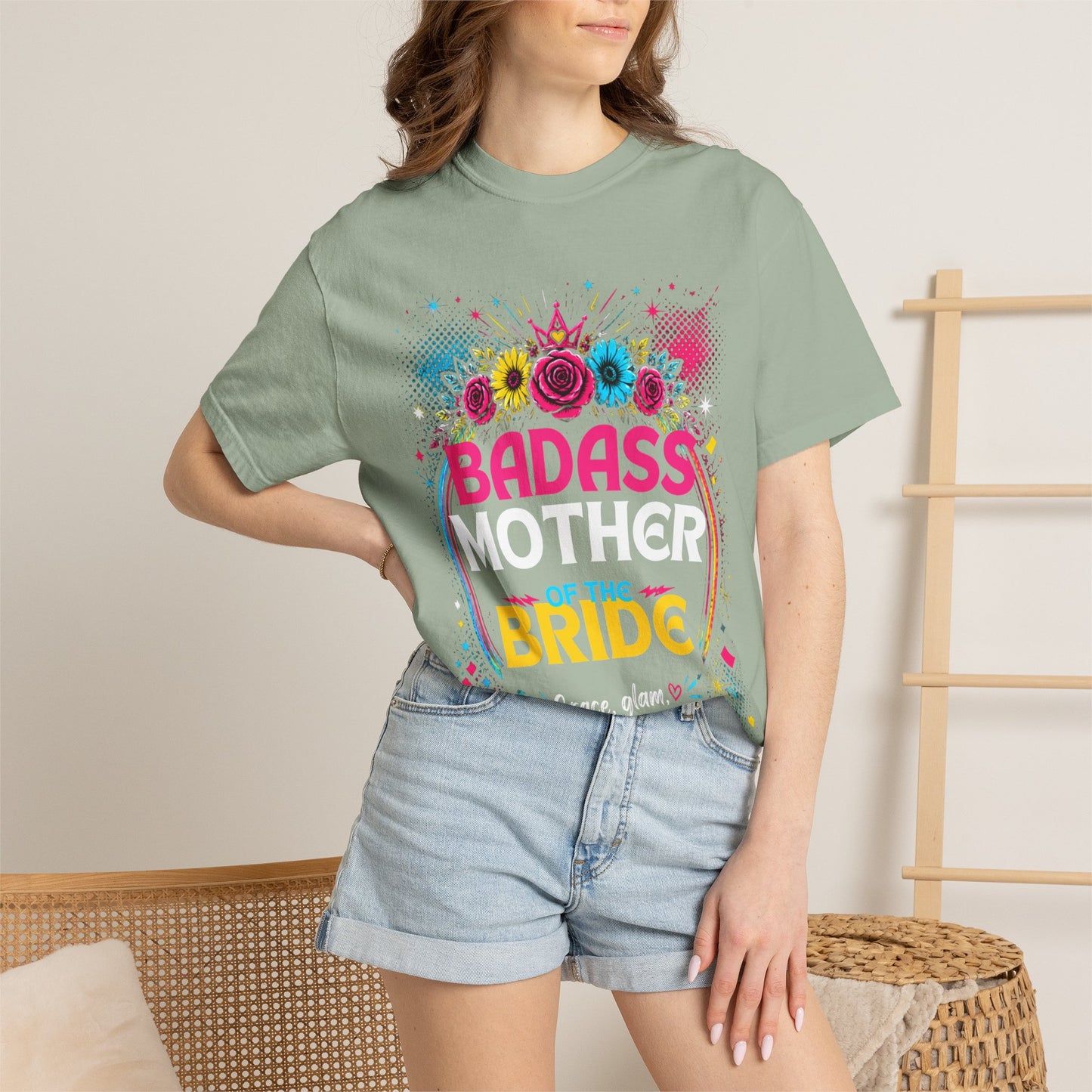 Badass Mother of the Bride T-Shirt — Floral Bridal Party Tee for Moms