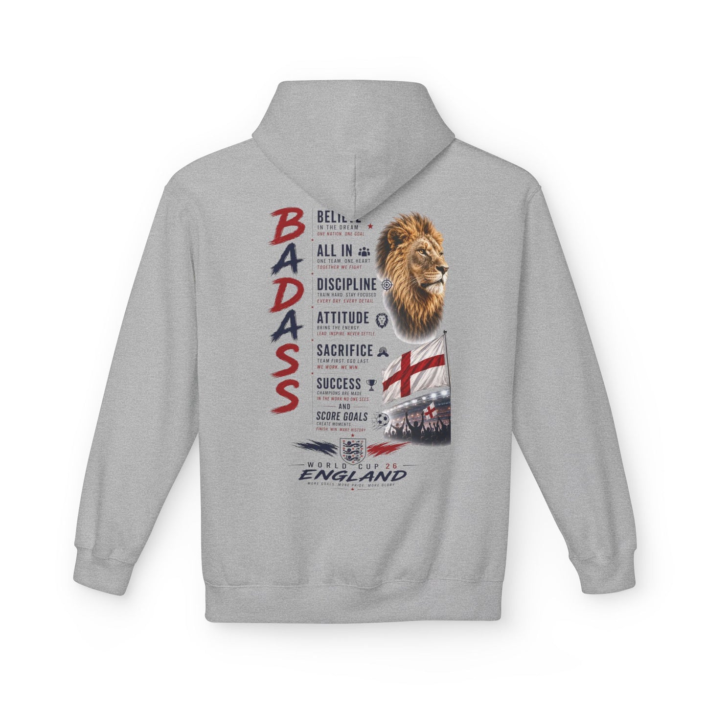 Hoodie — "Badass" England Football Supporter Graphic Hoodie