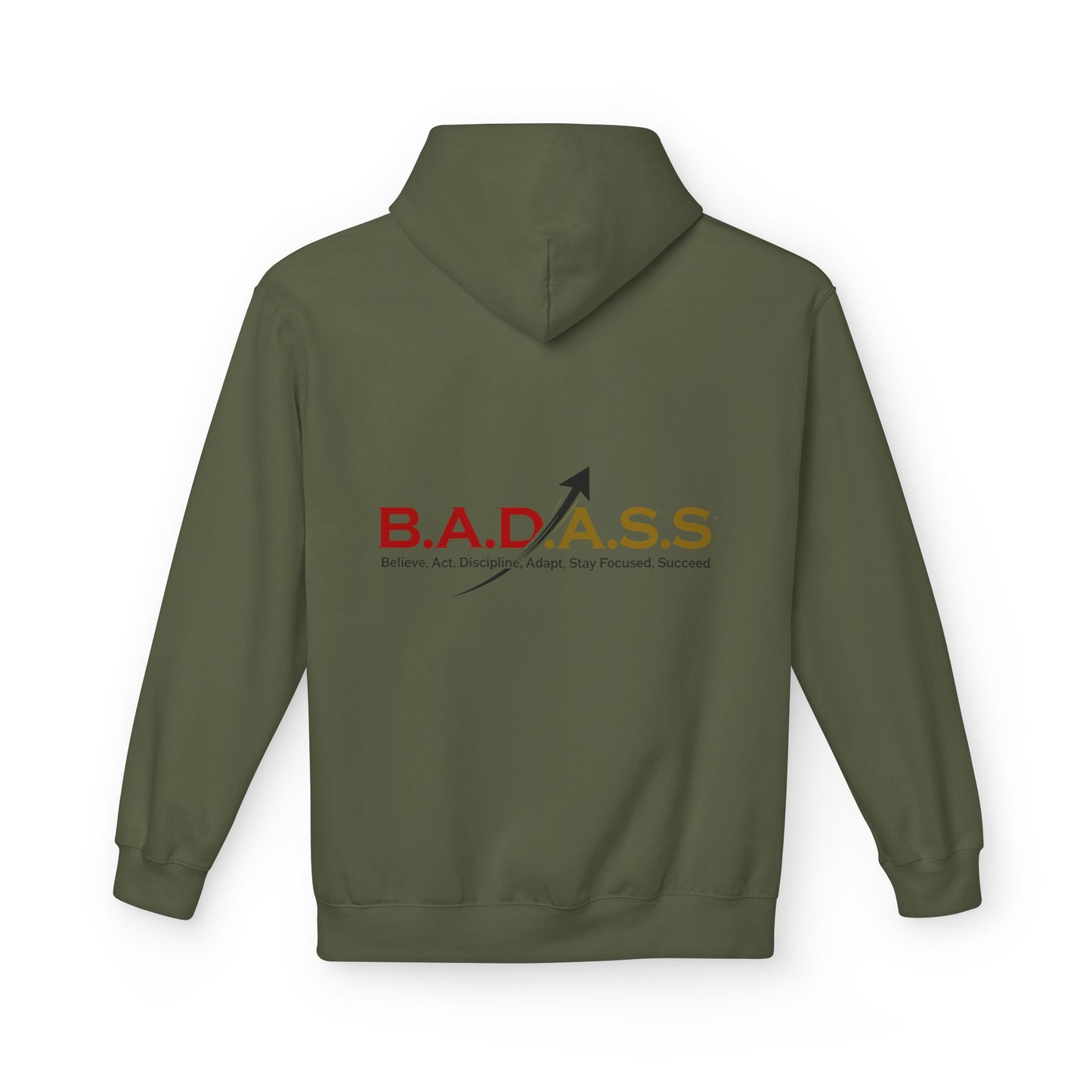 B.A.D.A.S.S. Hoodie - Motivational Arrow Graphic Pullover (Believe Act Discipline Adapt Stay Focused Succeed)