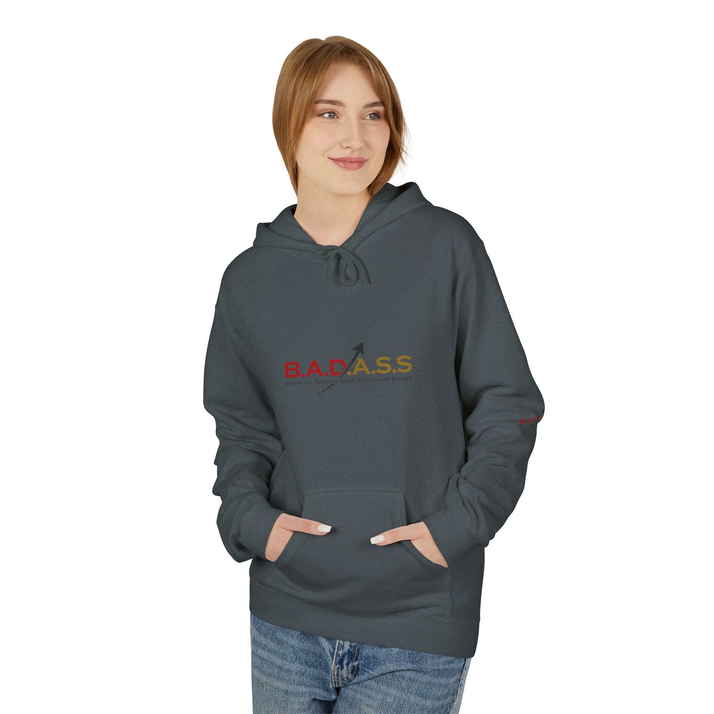 B.A.D.A.S.S. Hoodie - Motivational Arrow Graphic Pullover (Believe Act Discipline Adapt Stay Focused Succeed)