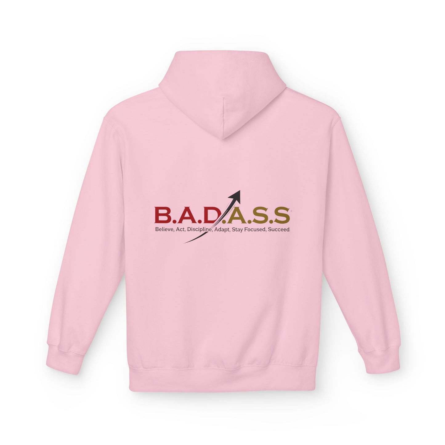 B.A.D.A.S.S. Hoodie - Motivational Arrow Graphic Pullover (Believe Act Discipline Adapt Stay Focused Succeed)