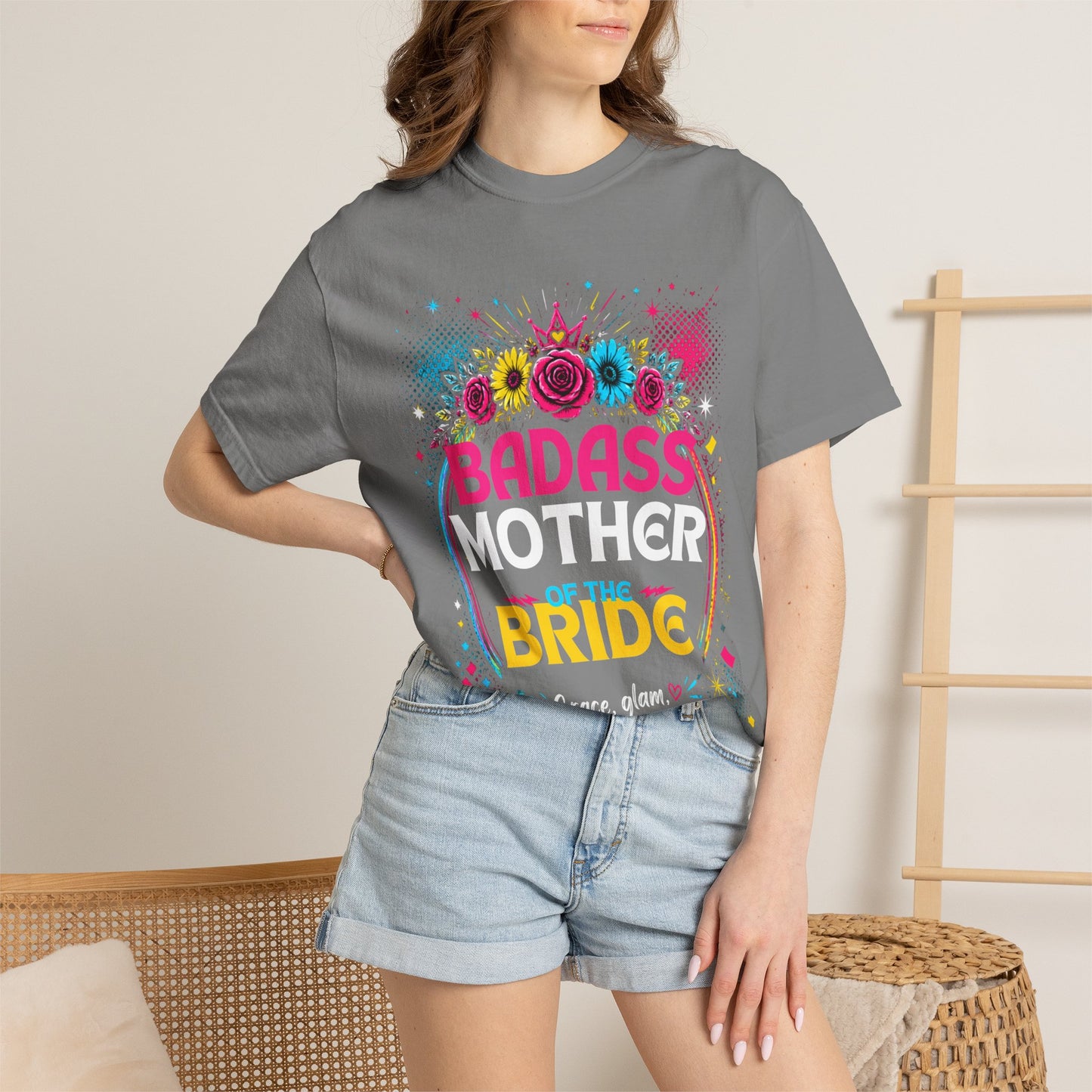 Badass Mother of the Bride T-Shirt — Floral Bridal Party Tee for Moms