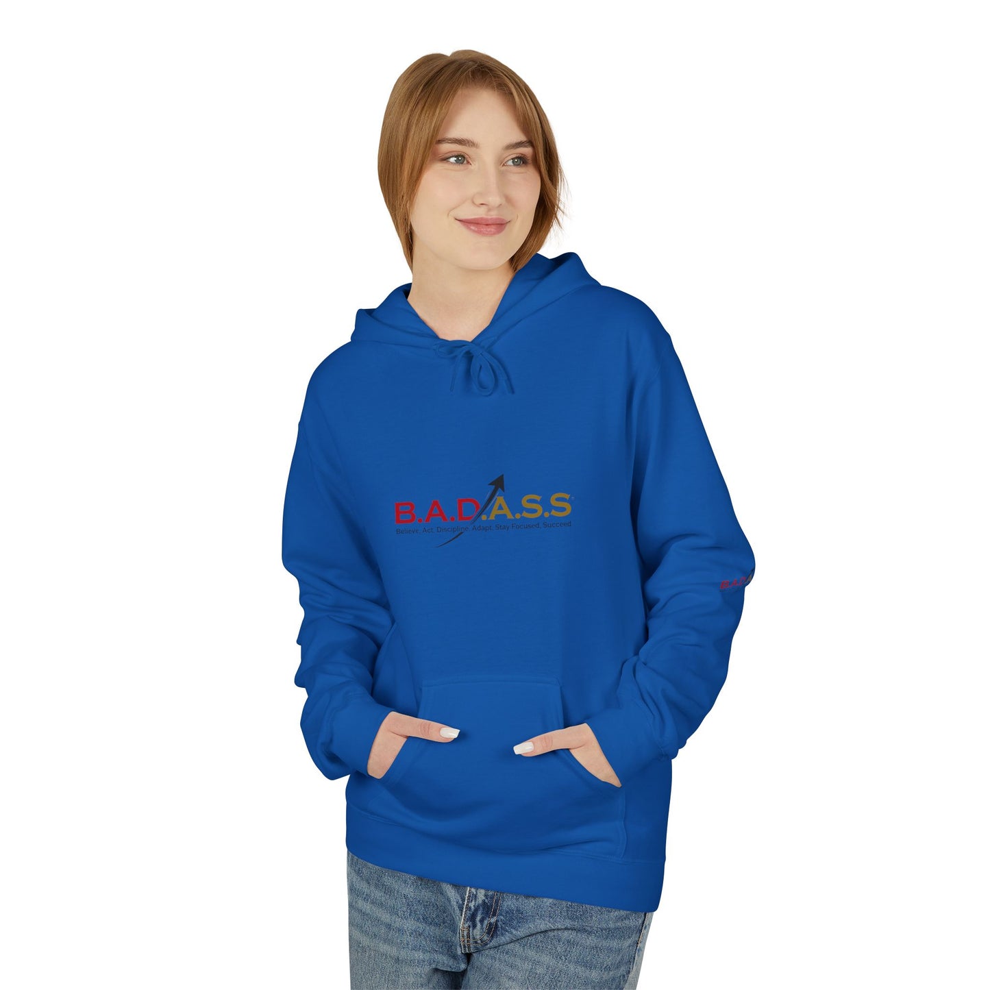 B.A.D.A.S.S. Hoodie - Motivational Arrow Graphic Pullover (Believe Act Discipline Adapt Stay Focused Succeed)