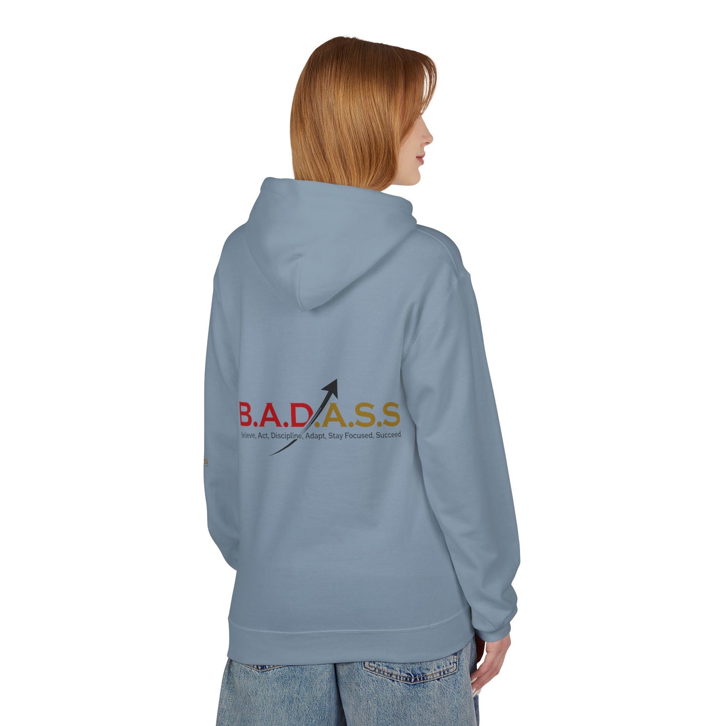 B.A.D.A.S.S. Hoodie - Motivational Arrow Graphic Pullover (Believe Act Discipline Adapt Stay Focused Succeed)