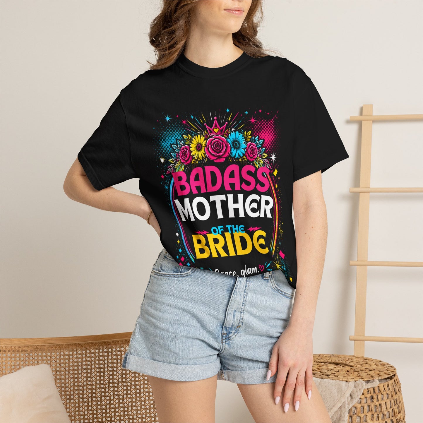 Badass Mother of the Bride T-Shirt — Floral Bridal Party Tee for Moms