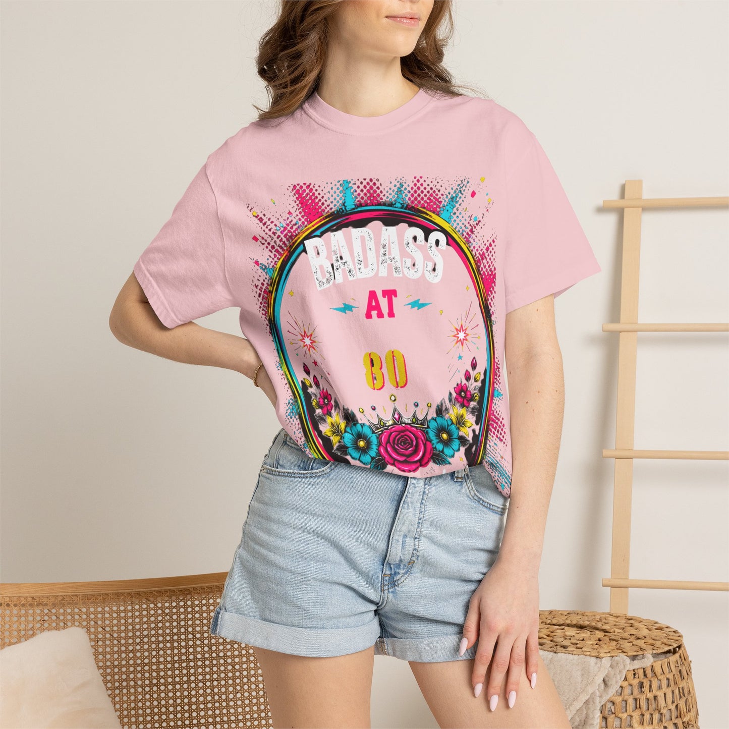 80th Birthday Floral T-Shirt — Turning 80 Celebration Tee