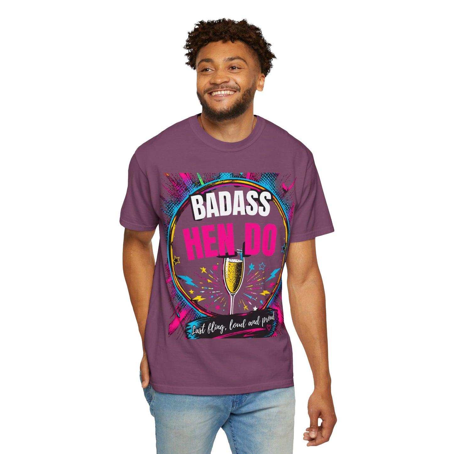 Badass Hen Do T-Shirt — Bachelorette Party Tee with Champagne Graphic