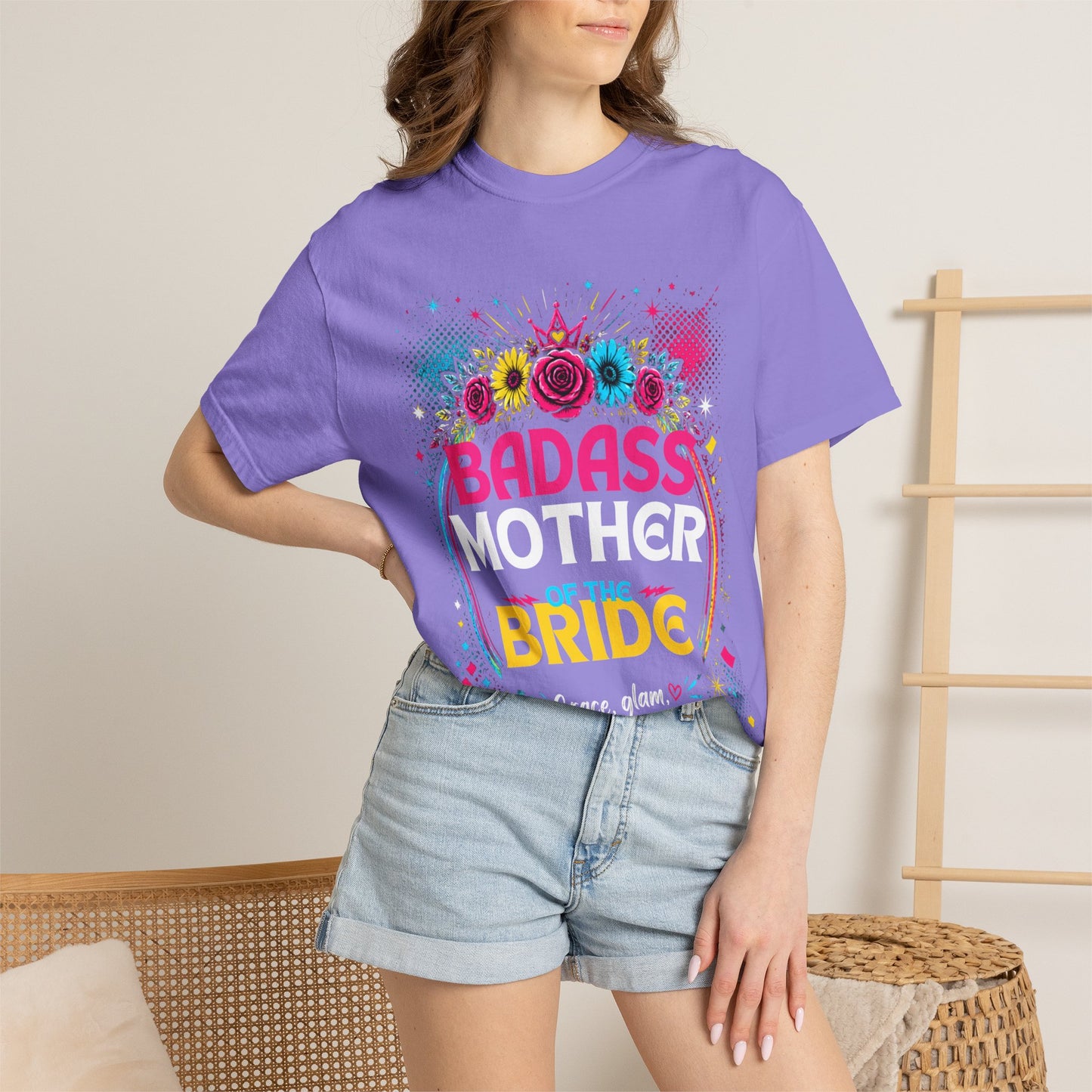 Badass Mother of the Bride T-Shirt — Floral Bridal Party Tee for Moms