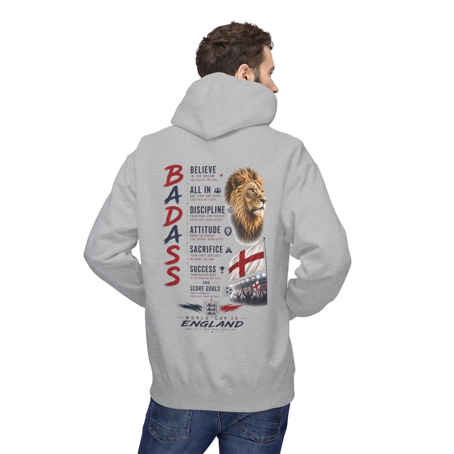 Hoodie — "Badass" England Football Supporter Graphic Hoodie