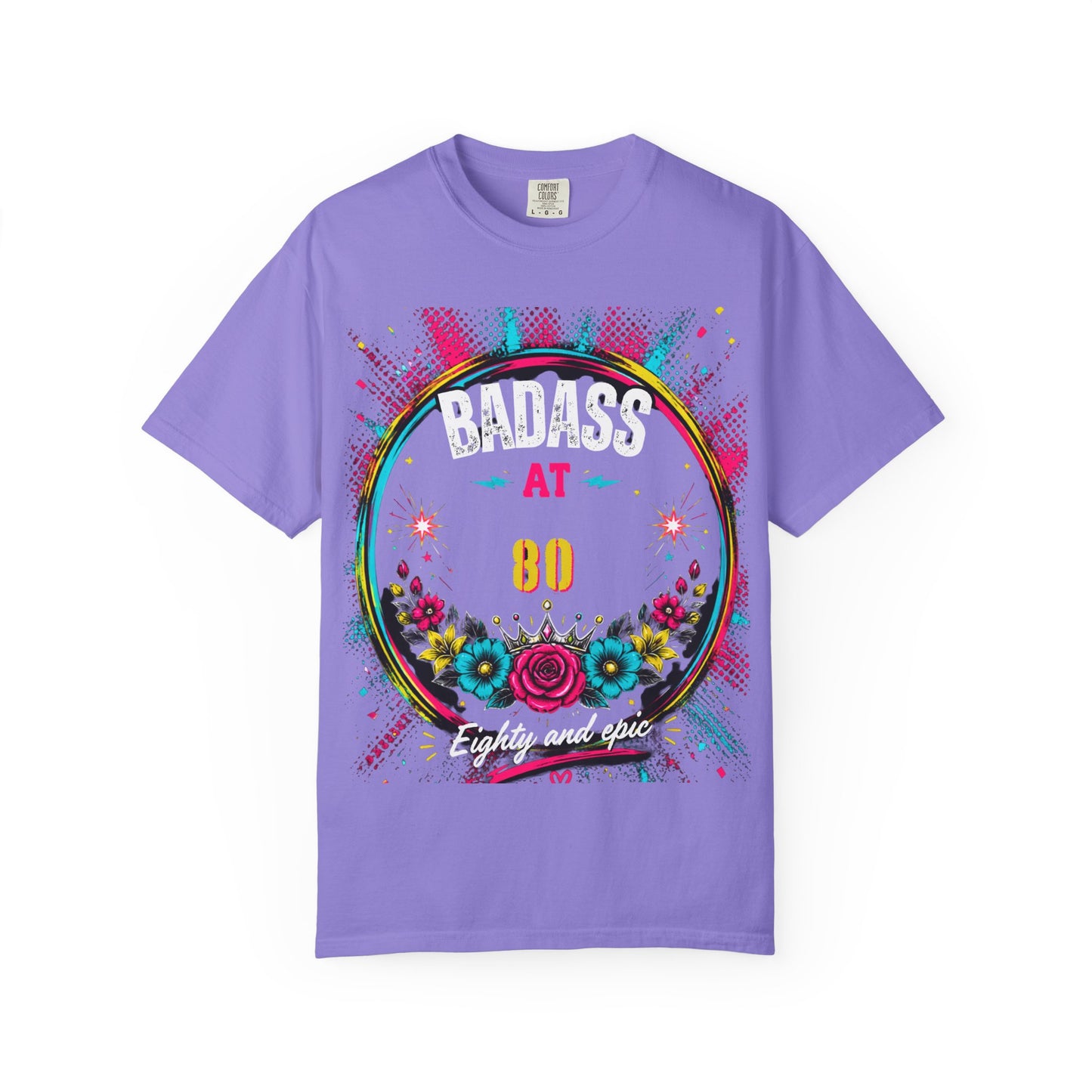 80th Birthday Floral T-Shirt — Turning 80 Celebration Tee