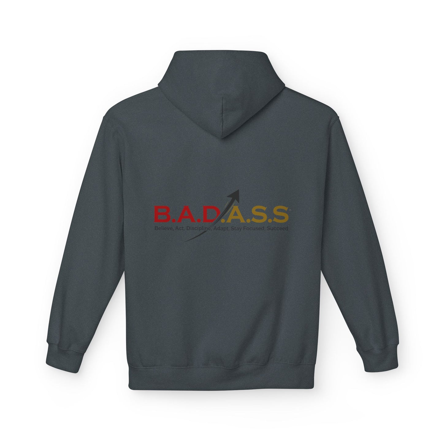 B.A.D.A.S.S. Hoodie - Motivational Arrow Graphic Pullover (Believe Act Discipline Adapt Stay Focused Succeed)