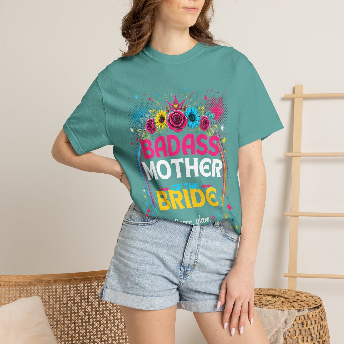 Badass Mother of the Bride T-Shirt — Floral Bridal Party Tee for Moms