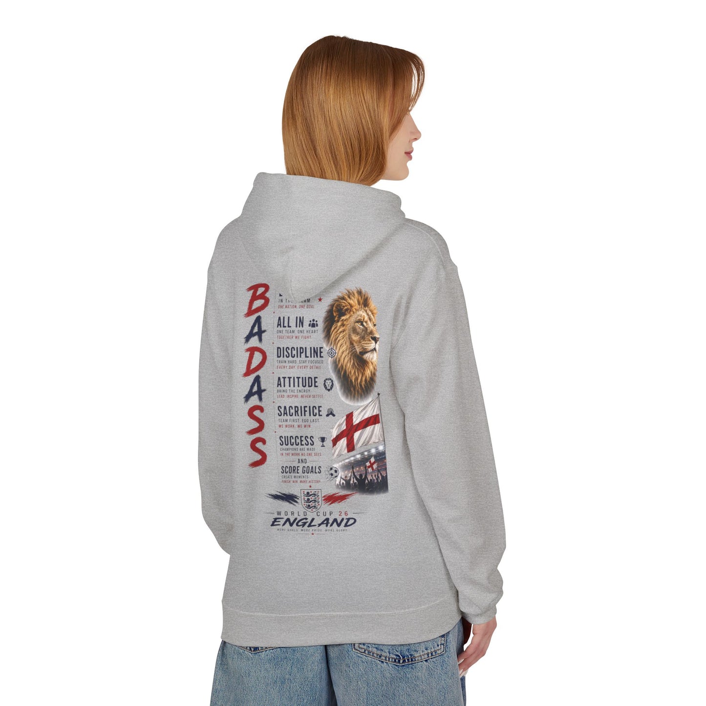 Hoodie — "Badass" England Football Supporter Graphic Hoodie